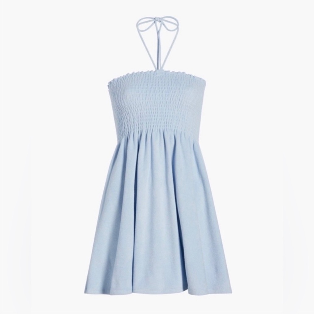 Hill House Light Blue Smocked Halter Sundress